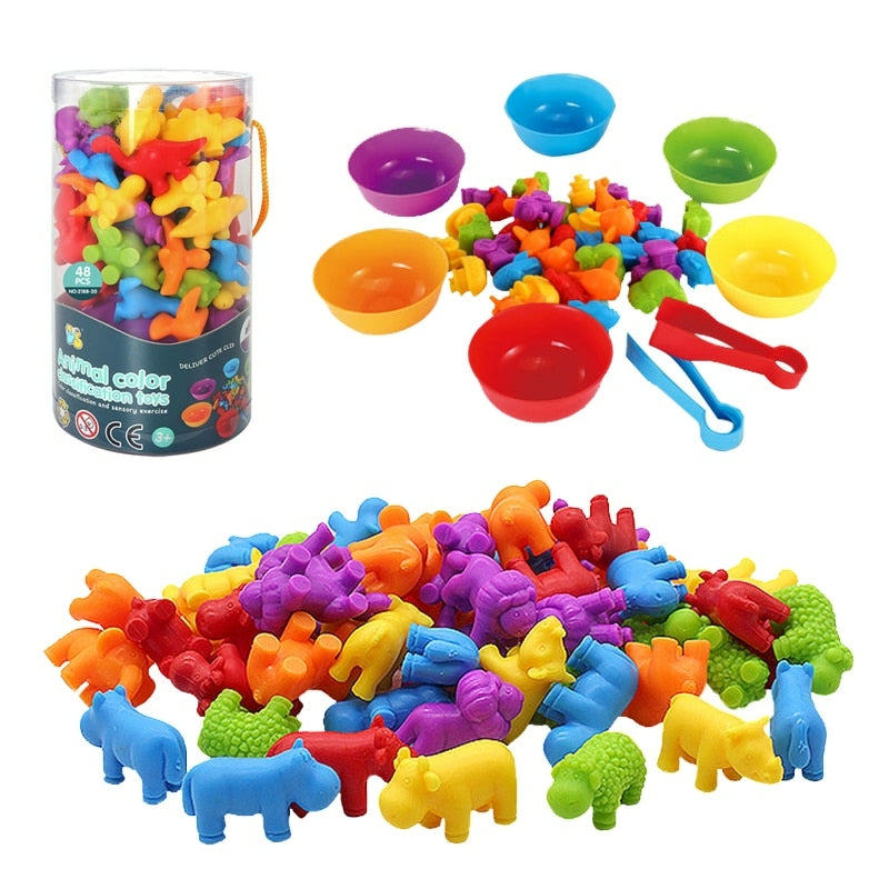 Montessori Conjunto De Contagem Animal Brinquedo Colorido Educacional Criativo